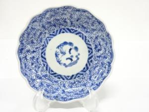 古伊万里　染付　みじん唐草　小皿